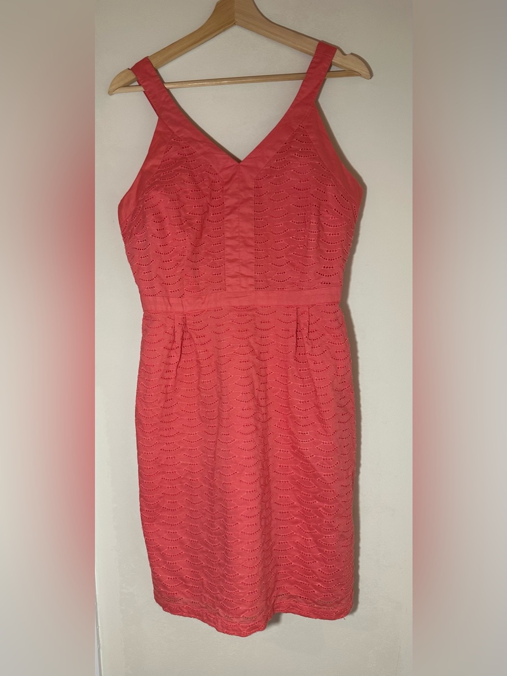 Old Navy Summer Staple Coral Eyelet V-Neck Midi Dress
